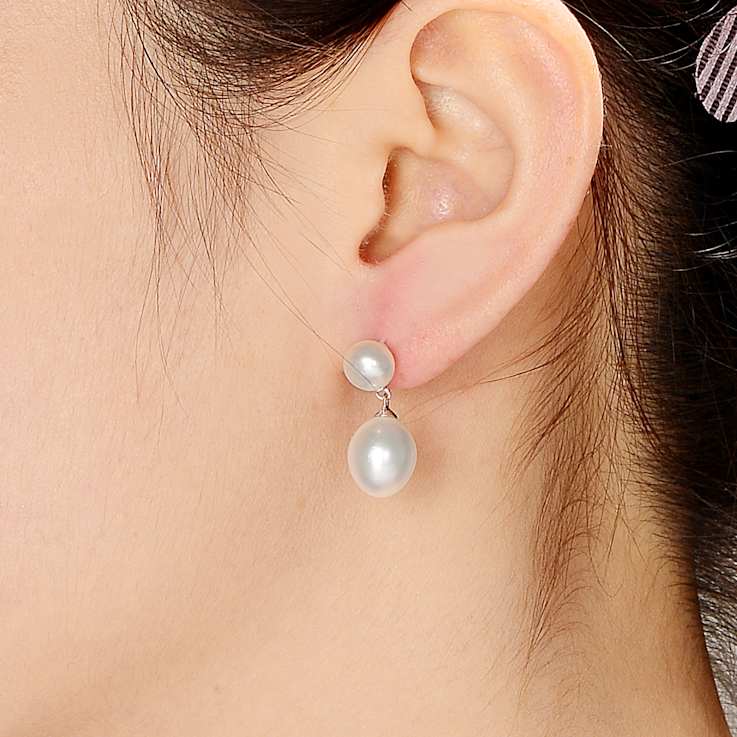 Pear Shape Pearl Simulant Drop Earrings In 18K Rose Gold Over Sterling Silver