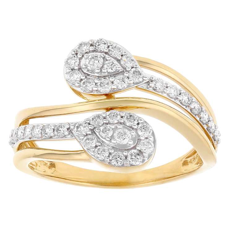 Contemporary Lab-Grown Diamond Bypass Ring In 14K Gold Over Sterling Silver