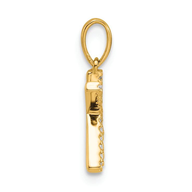 14k Yellow Gold Diamond Letter K Initial Pendant