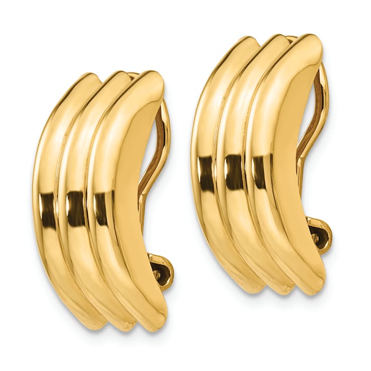 14k Yellow Gold 3/4" Non-pierced J-Hoop Earrings