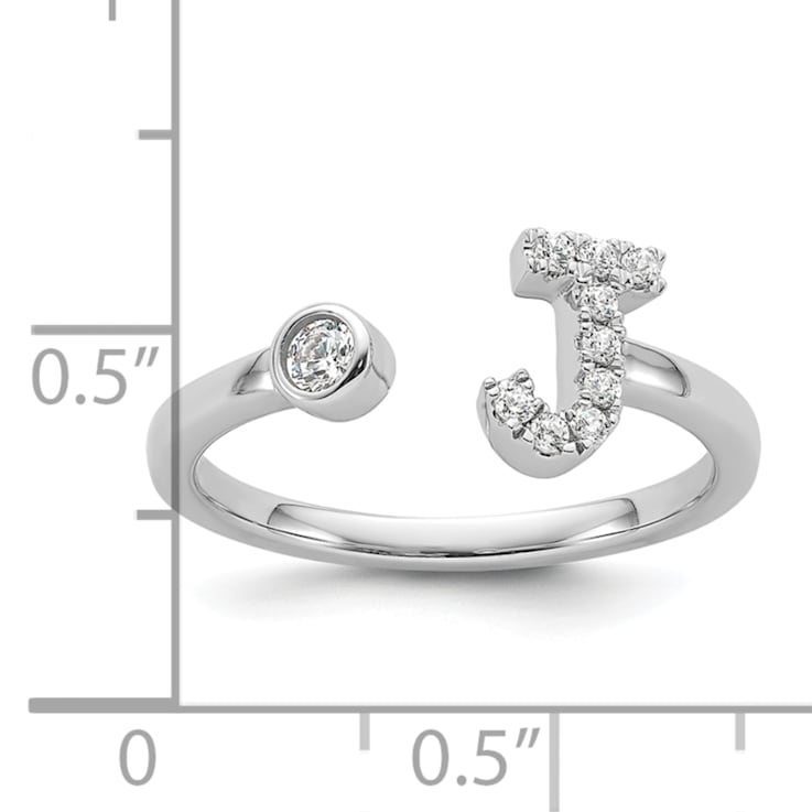 Rhodium Over 14K White Gold Lab Grown Diamond VS/SI GH, Initial J
Adjustable Ring