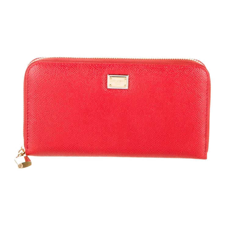 Dolce and Gabbana Ibiscus Continental Leather Wallet