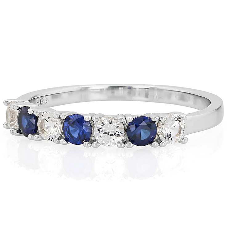 Lab-Created Sapphire Band Ring In Platinum Over Sterling Silver