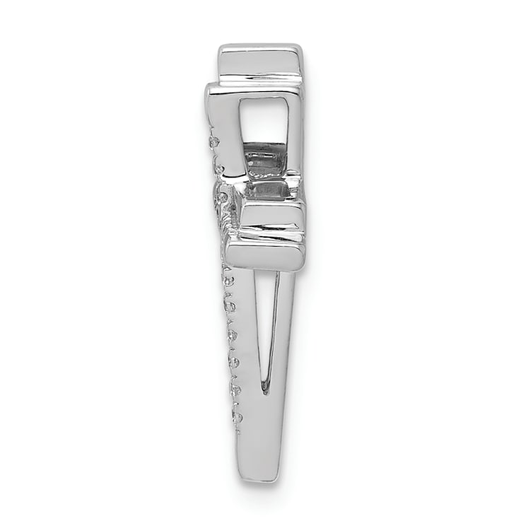 Rhodium Over 14k White Gold Diamond Double Cross Chain Slide Pendant