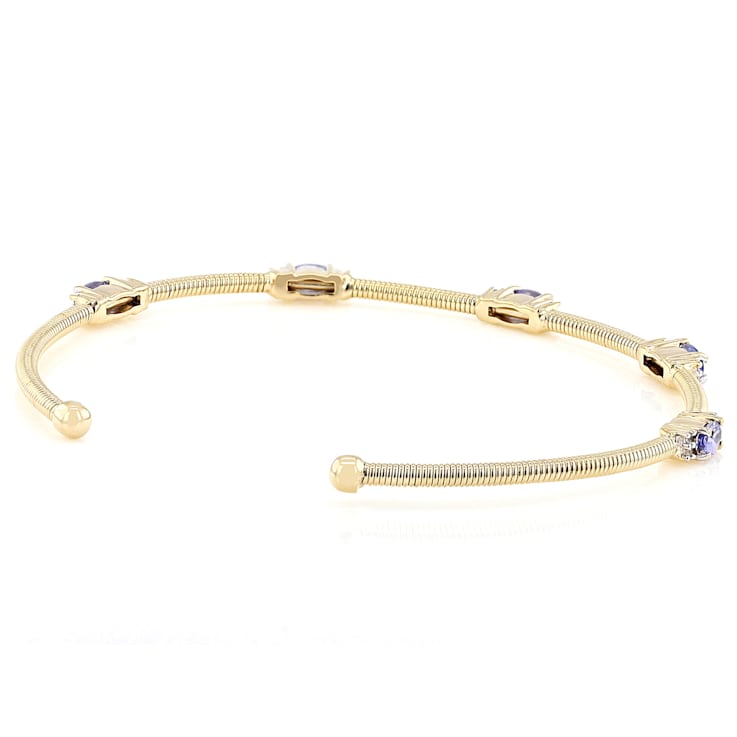 Tanzanite And White Zircon Cuff Bracelet In 18K Gold Over Sterling
Silver 1.10ctw
