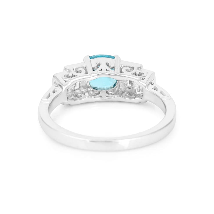Rhodium Over Sterling Silver Paraiba Blue Apatite and Lab Grown Diamond
Mixed Cut Ring 1.71ctw