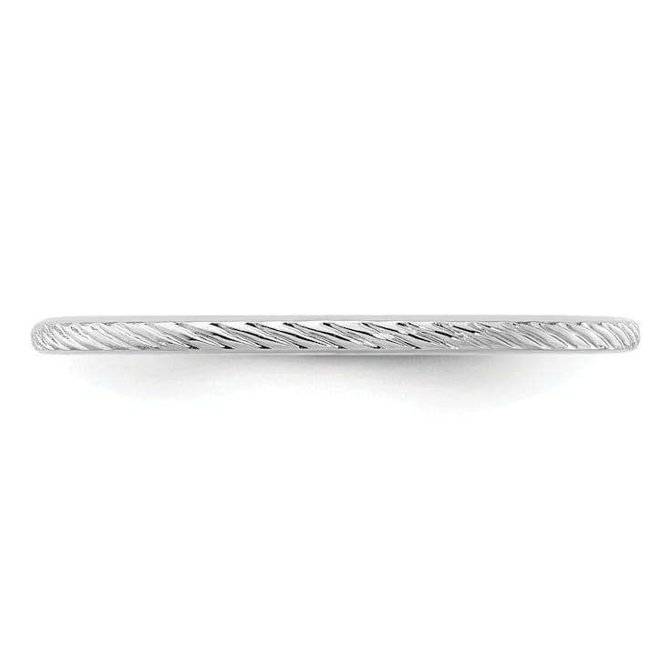 14K White Gold 1.2mm Twisted Wire Pattern Stackable Expressions Band