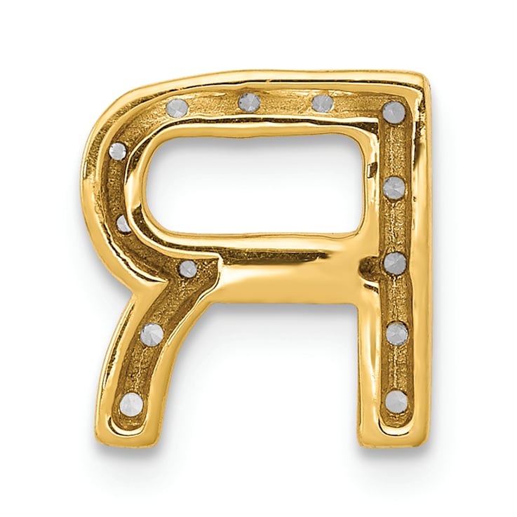 14K Yellow Gold Diamond Letter R Initial Charm