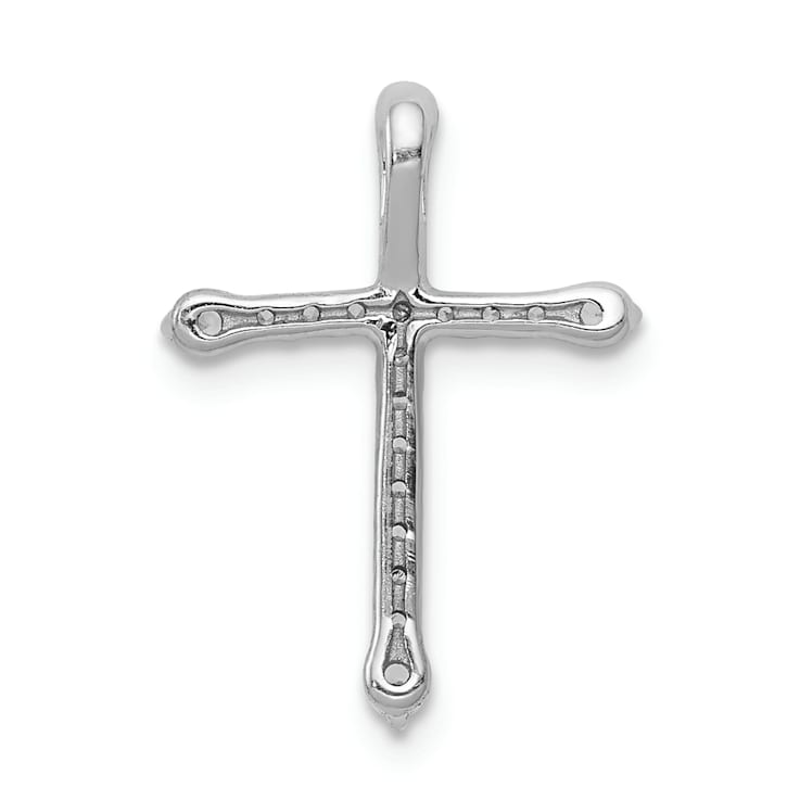 Rhodium Over 14k White Gold Diamond Cross Chain Slide