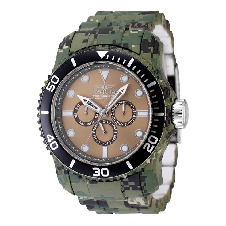 Invicta Pro Diver 48.8mm Khaki Dial Multi-color Stainless Steel
Chronograph Quartz Watch