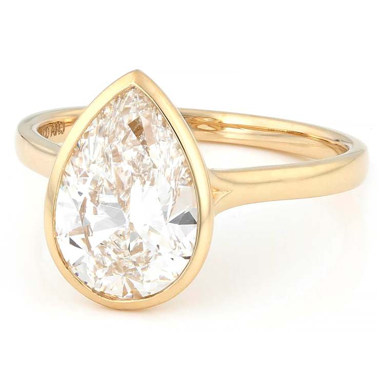 3ct Pear Lab-Grown Diamond Solitaire Ring In 14K Gold