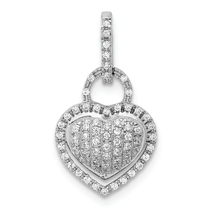 Rhodium Over 14k White Gold Diamond Fancy Heart Pendant