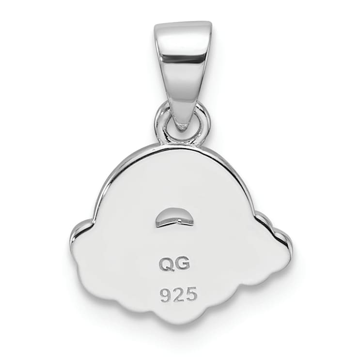 Rhodium Over Sterling Silver Multi-color Enamel Rainbow Children's Pendant