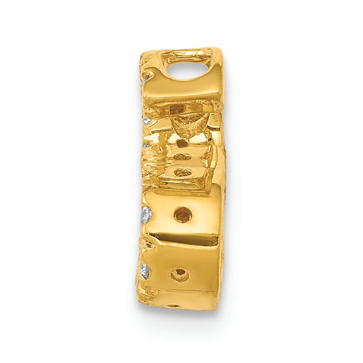 14K Yellow Gold Diamond Letter S Initial Charm