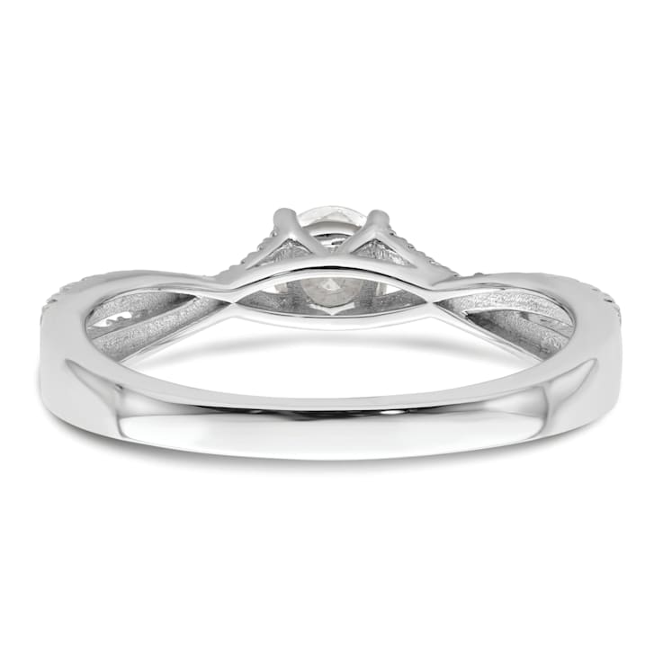 Rhodium Over 14K White Gold Polish Round Diamond Engagement Ring 0.63ctw