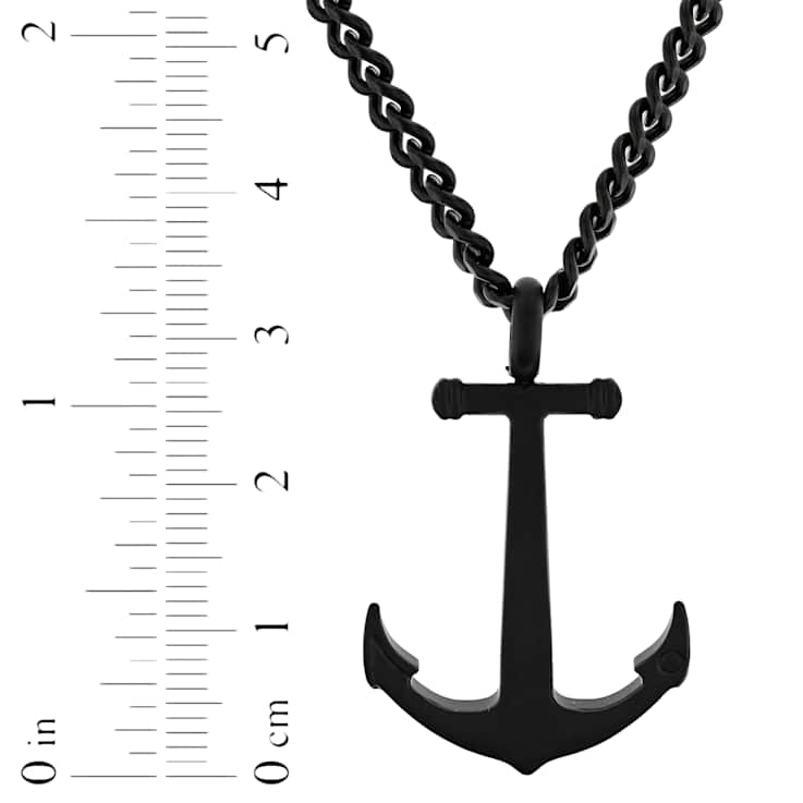 Robert Alton Men's Anchor Pendant With Chain In Black Ion-Plated
Stainless Steel
