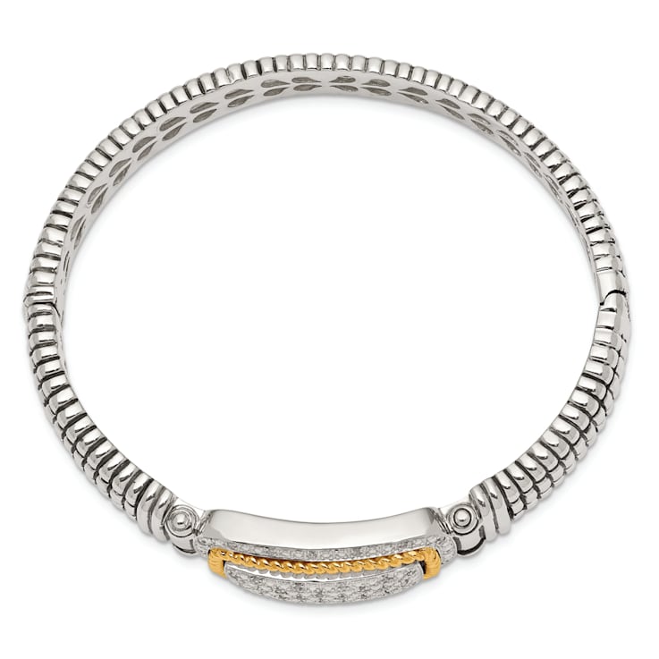 Sterling Silver with 14K Gold Over Sterling Silver Oxidized 1/4ct.
Diamond Bangle Bracelet