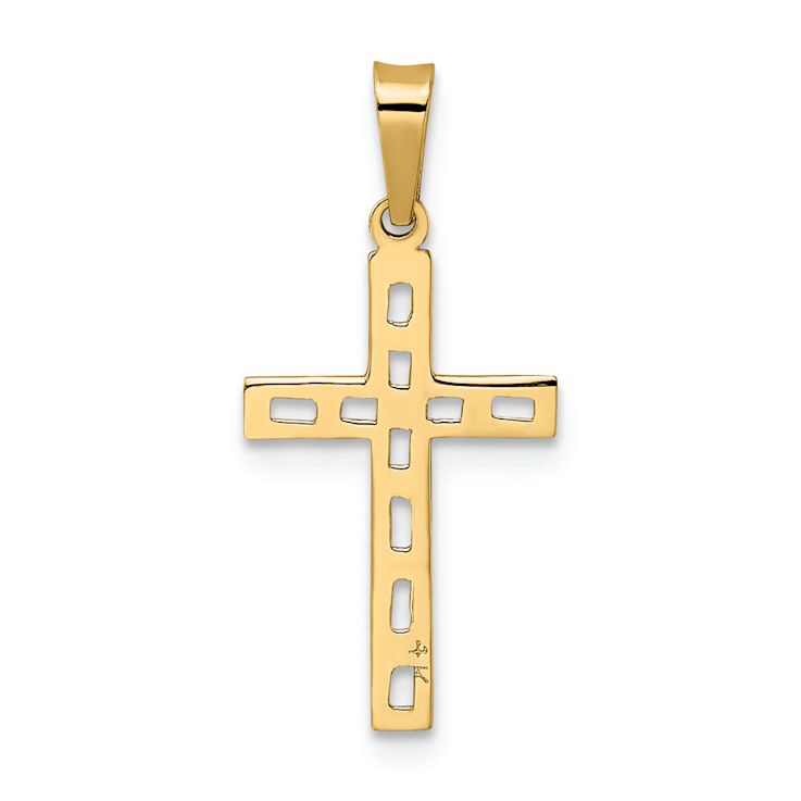 14k Yellow Gold Polished Solid Cross Pendant