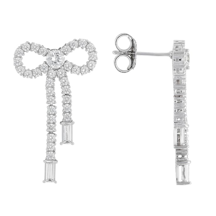 Bow Earrings With CZ In Sterling Silver