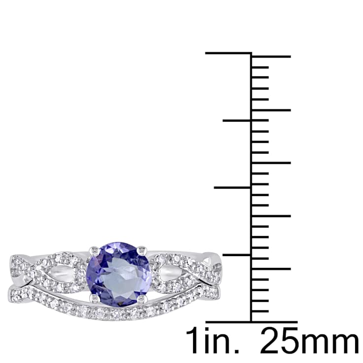 Tanzanite and Diamond 10k White Gold Ring 1.14ctw