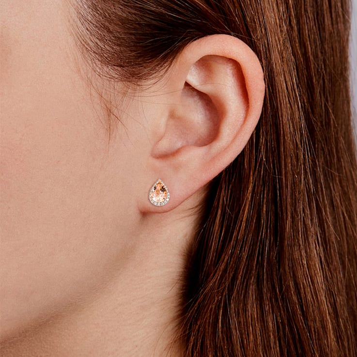 14K Rose Gold Morganite and Diamond Earring 2.40ctw