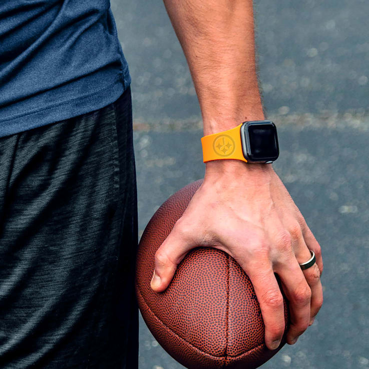 Gametime Pittsburgh Steelers Debossed Silicone Apple Watch Band 42 44mm M L Watch not included. 133QSAA