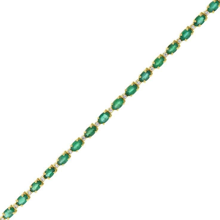 9.40ctw Emerald and Diamond Bracelet set in 14k Yellow Gold