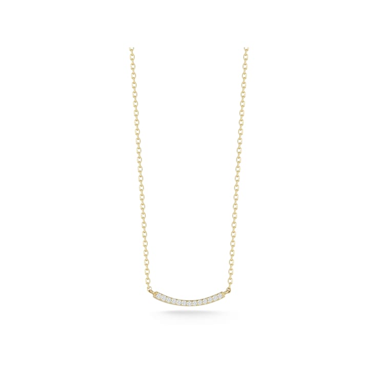 Bellissima Gold 14K Yellow Gold Diamond Dainty Curved Bar Necklace