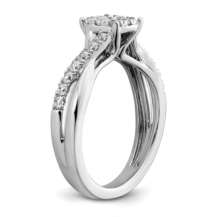 Rhodium Over 14K White Gold Lab Grown Diamond VS/SI GH, Cluster Ring 0.511ctw