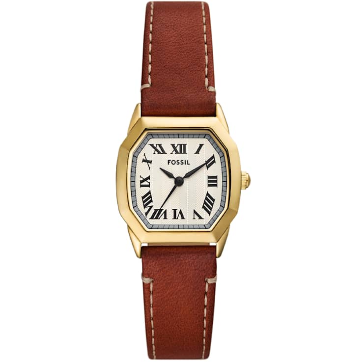 Fossil Harlow 28mm Beige Dial Brown Leather Strap Watch