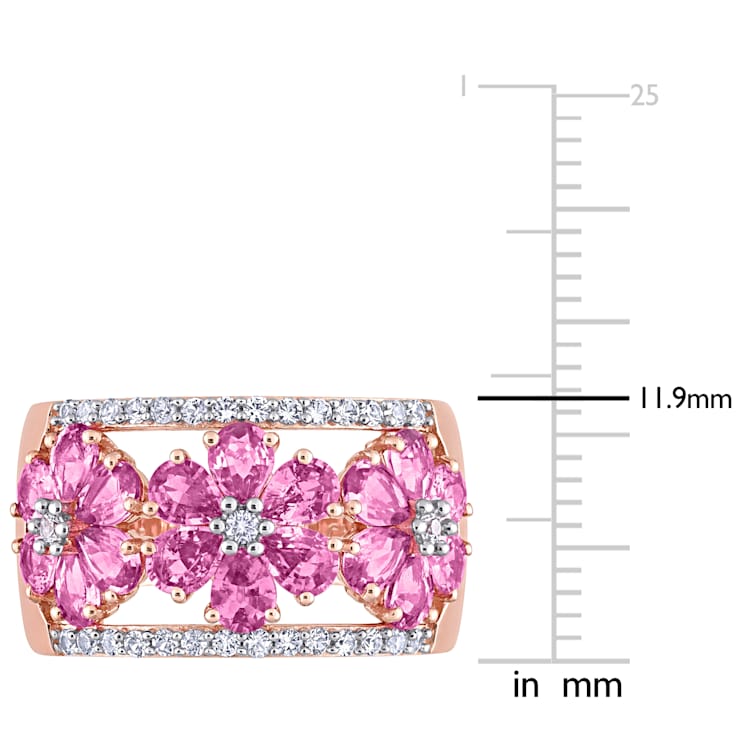 Pink, White Sapphire 14K Rose Gold Ring 3.92ctw