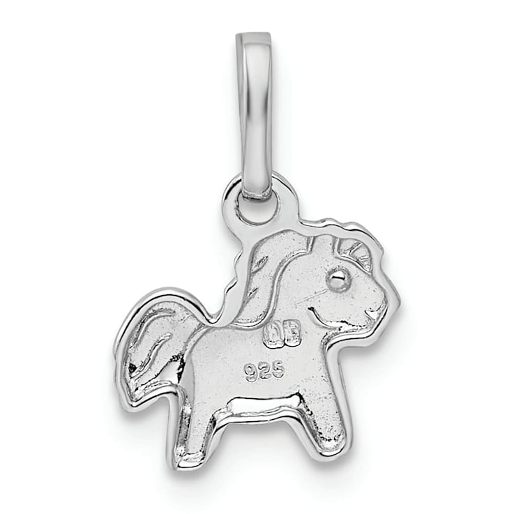Rhodium Over Sterling Silver Polished Pony Children's Pendant