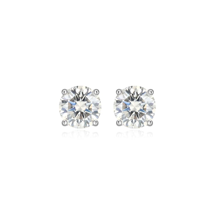 Round Moissanite Platineve Stud Earrings 2.40ctw DEW