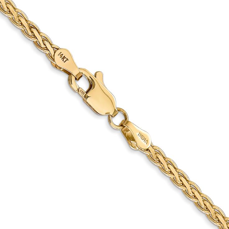 14k Yellow Gold 2.8mm Solid Flat Wheat 16 Inch Chain