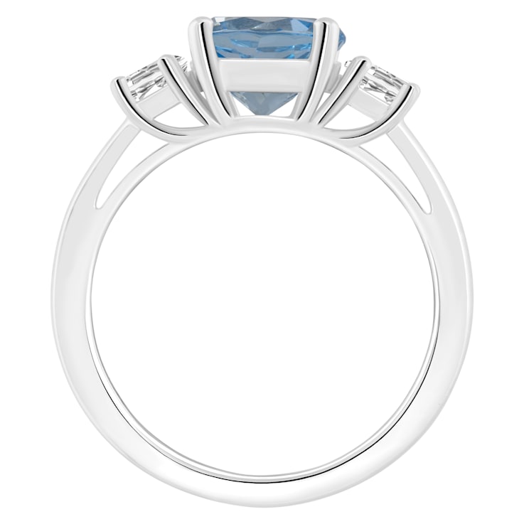 8mm Round Sky Blue Topaz And White Topaz Rhodium Over Sterling Silver
3-Stone Ring
