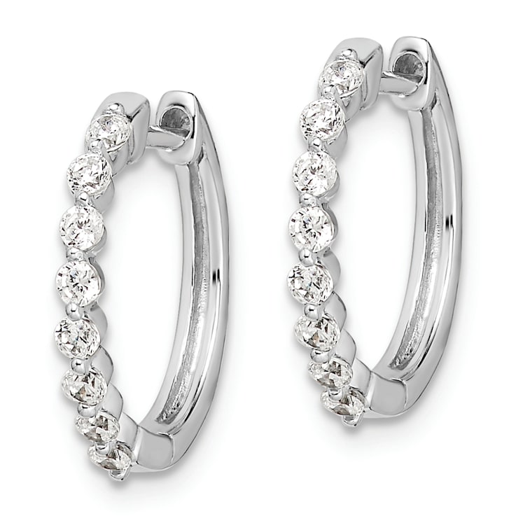 Rhodium Over 14K White Gold Lab Grown Diamond SI1/SI2, G H I, Hinged
Hoop Earrings