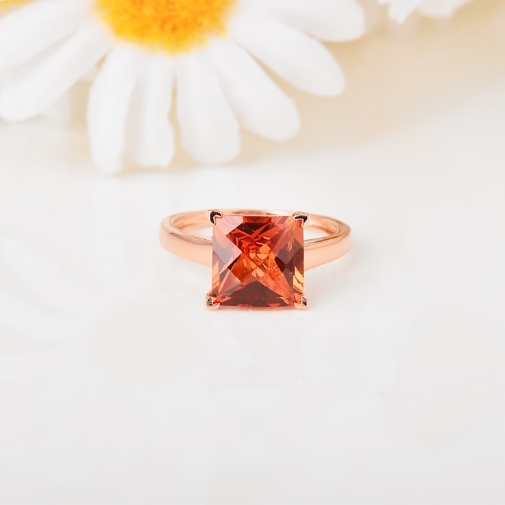 Peach Orange Lab Created Padparadscha Sapphire 14K Rose Gold Over
Sterling Silver Statement Ring