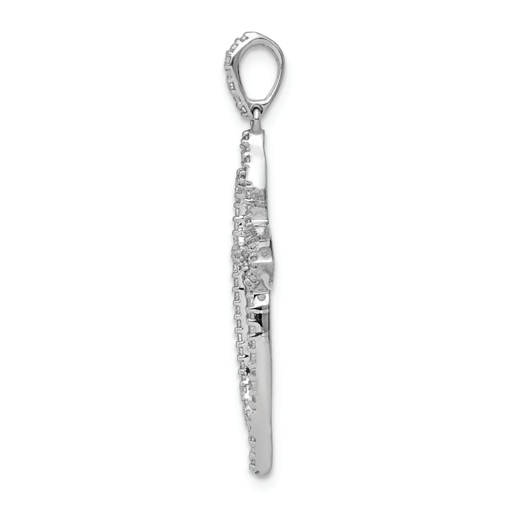 Rhodium Over 14K White Gold 1/4ct. Diamond Fancy Cross Pendant