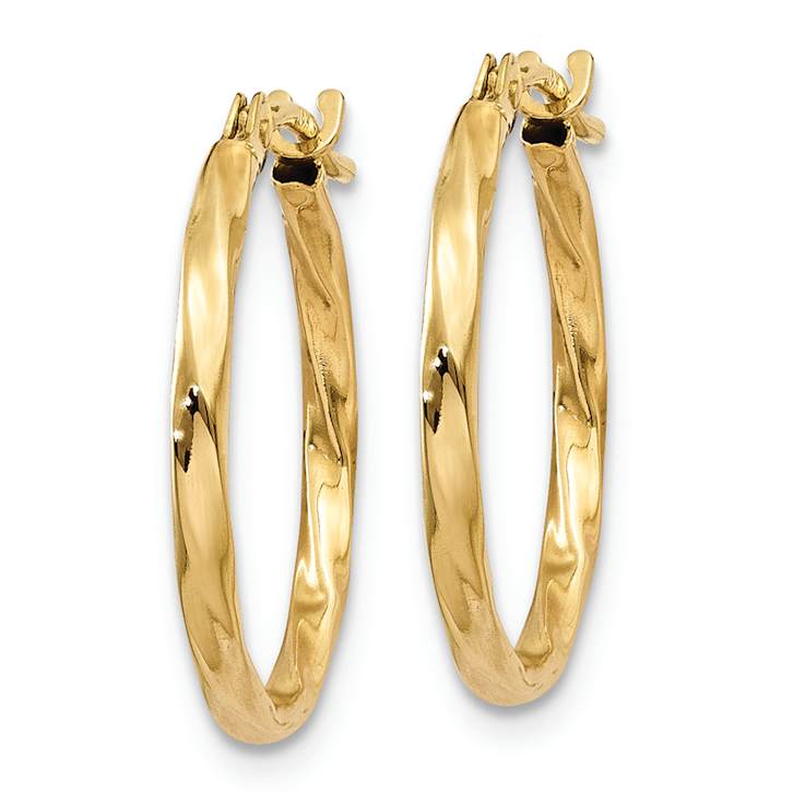 14k Yellow Gold 1/2" Twist Hoop Earrings
