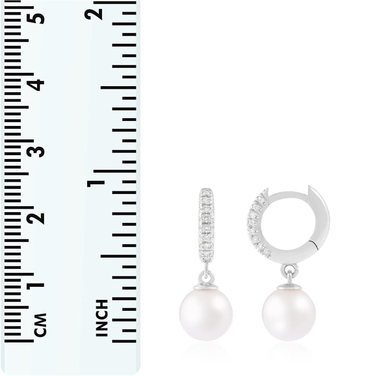 White Cultured Freshwater Pearl 14k White Gold Earrings 8-8.5mm
