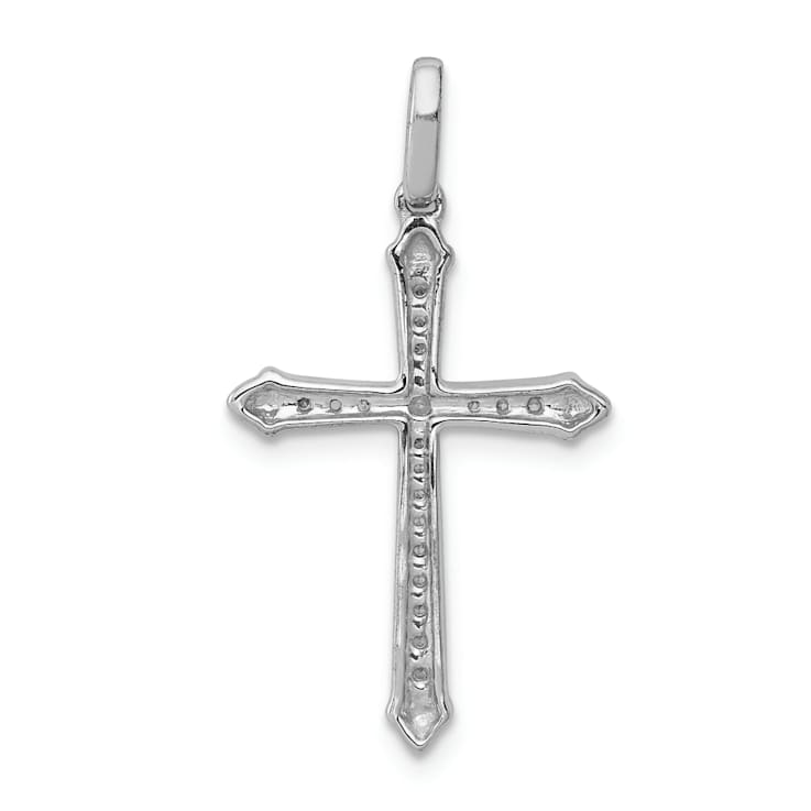 Rhodium Over 14K White Gold 1/10ct. Diamond Cross Pendant
