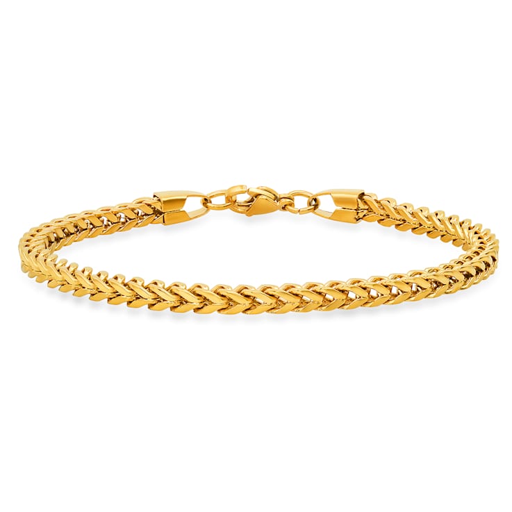 Men's 3.5mm Franco Link Bracelet In 18K Yellow Gold Over Stainless Steel