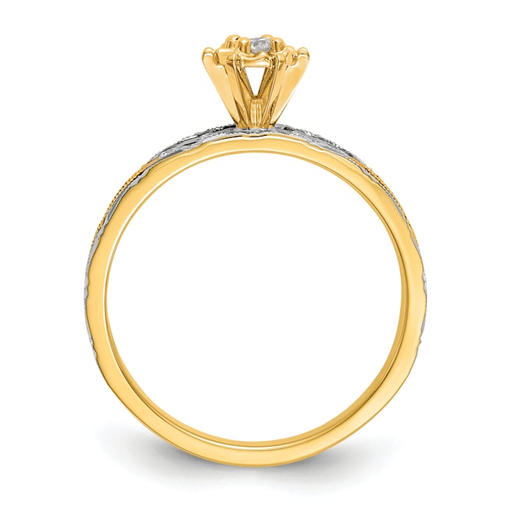 14K Yellow Gold AA Quality Engagement Ring 0.09ctw