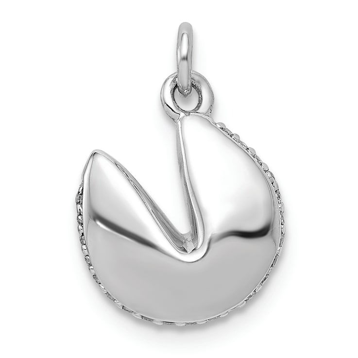 Rhodium Over 14k White Gold Diamond Fortune Cookie Pendant