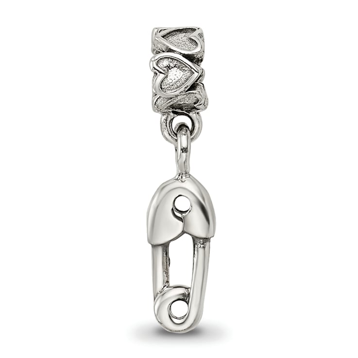 Sterling Silver Safety Pin Dangle Bead