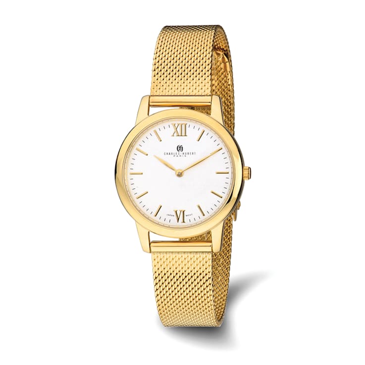Ladies Charles Hubert Stainless Steel IP plated Silver tone Dial Mesh Band 11CVHA