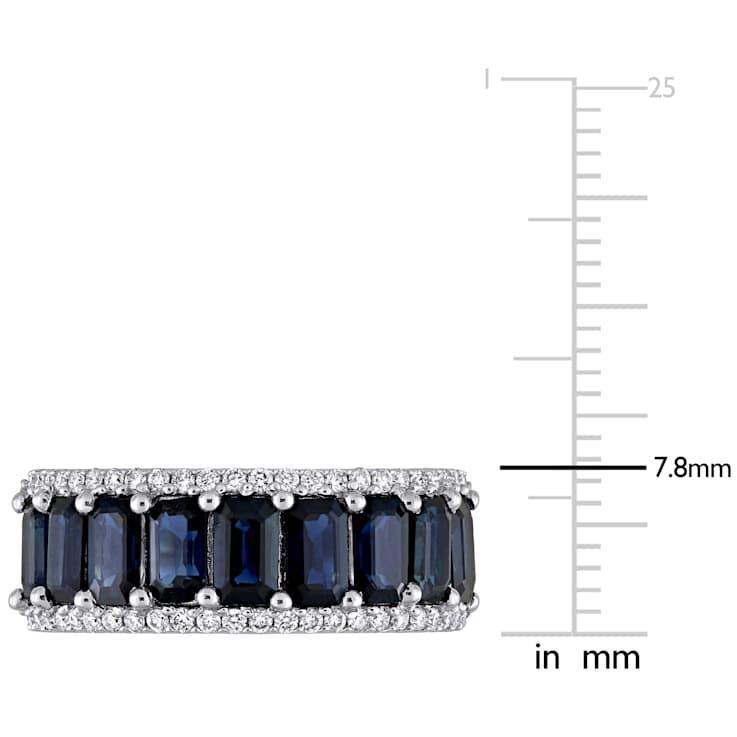 Blue Sapphire and Diamond 14K White Gold Ring 3.44ctw