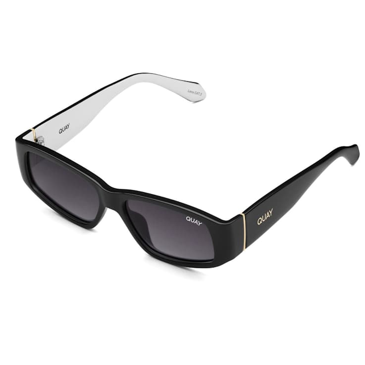 Quay No Envy Black and White Rectangular Frame / Smoke Lenses Sunglasses