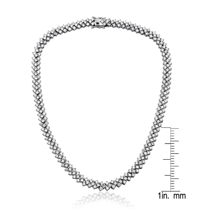 CZ Braided Tennis Necklace In Sterling Silver