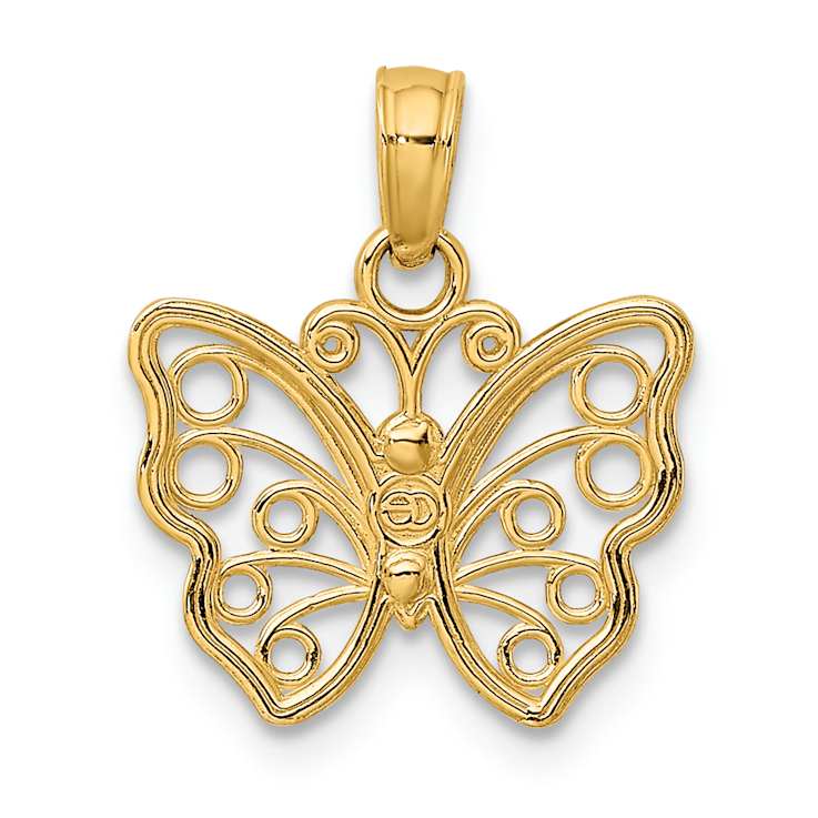 10K Yellow Gold Textured Cut-Out Small Butterfly Charm